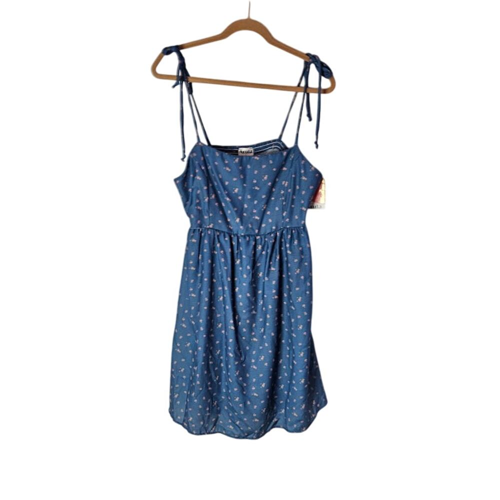 Arula Women's Babydoll Sundress X 12-14 Blue Pink Floral Plus Dress Flaw Summer